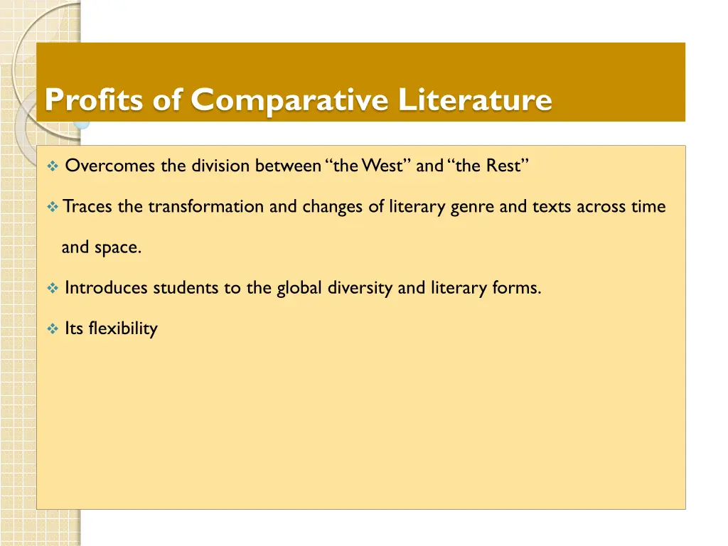 profits of comparative literature