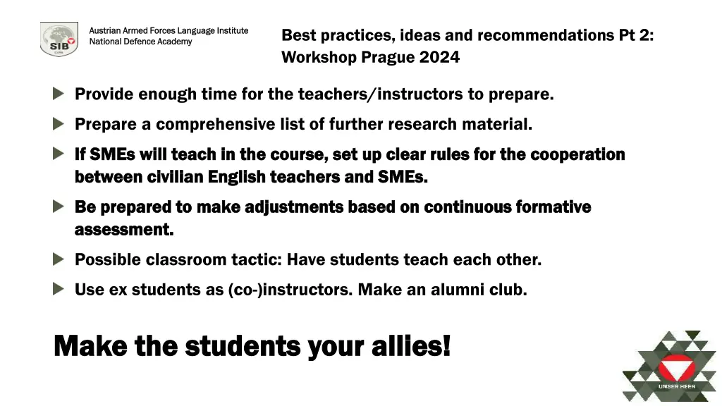best practices ideas and recommendations 1