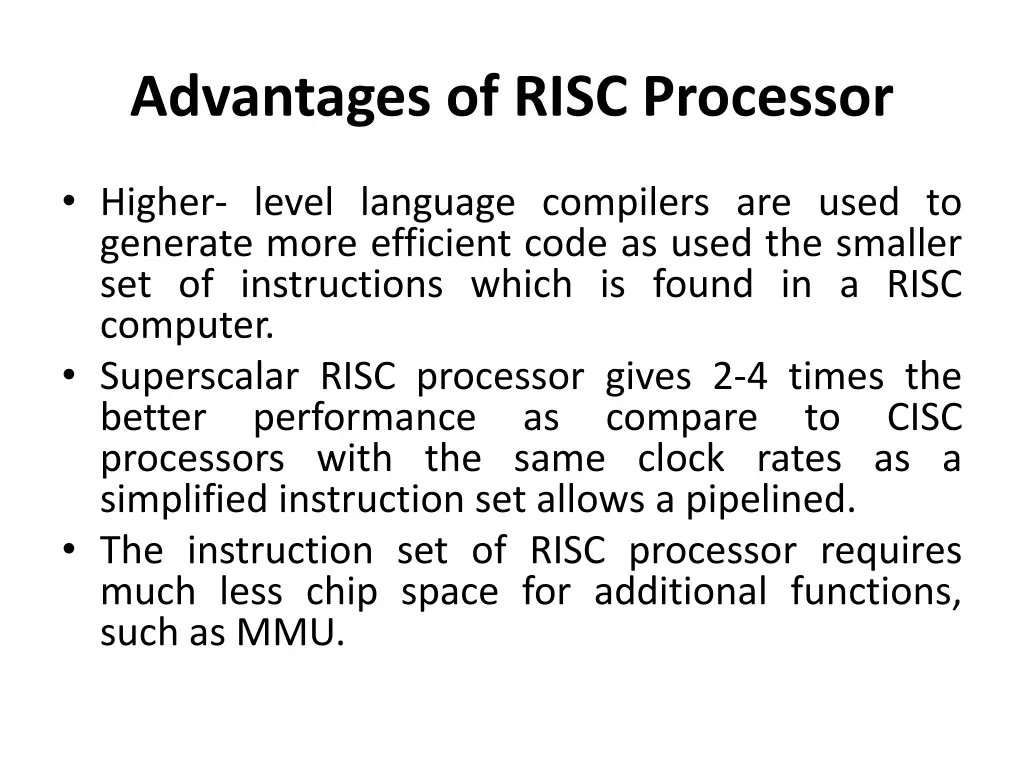 advantages of risc processor