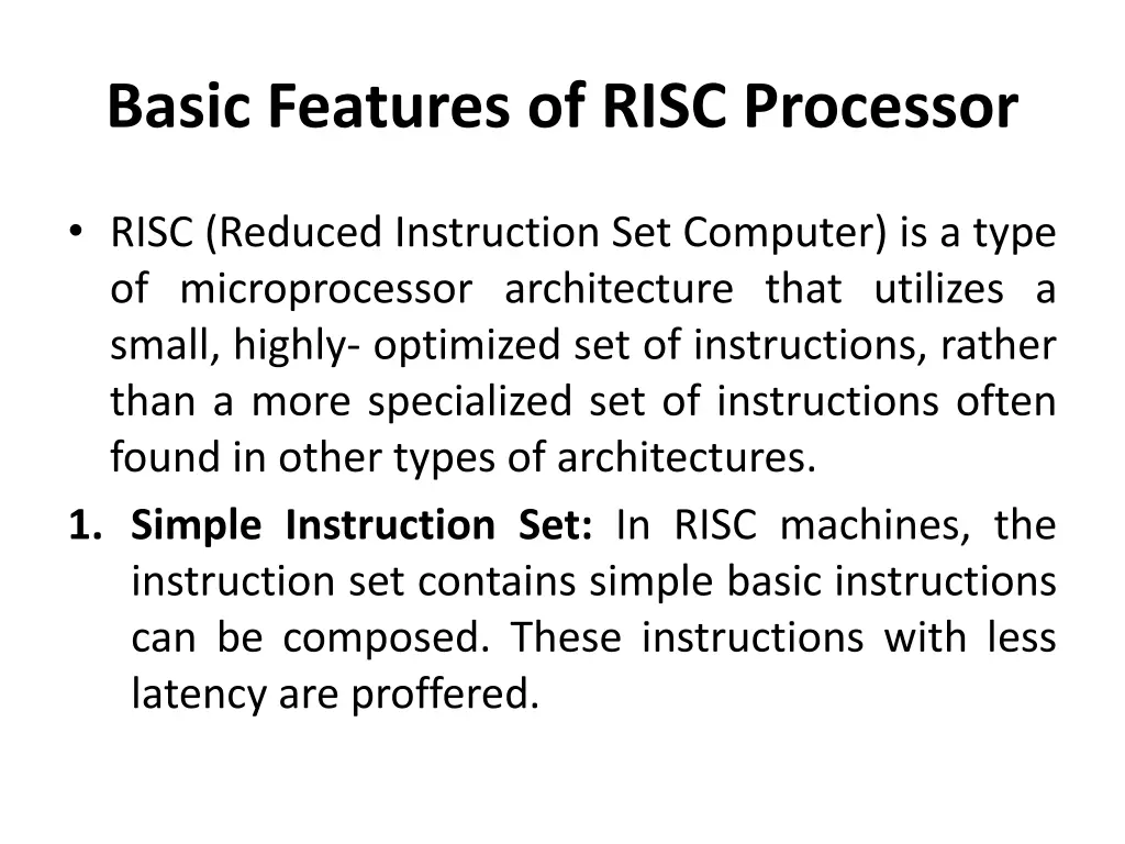 basic features of risc processor