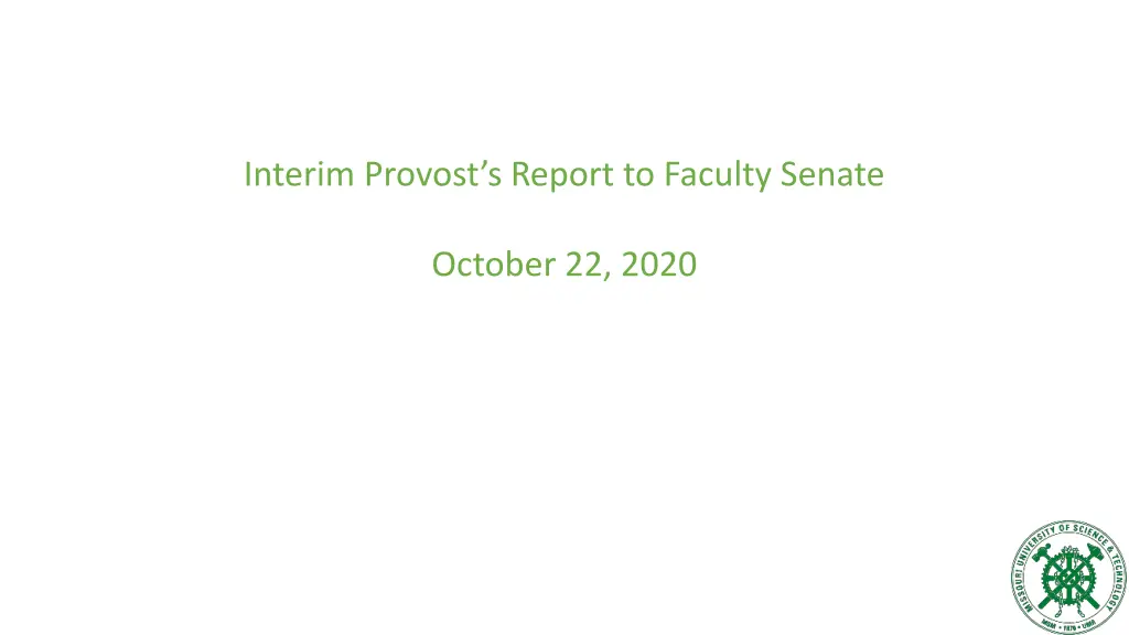 interim provost s report to faculty senate