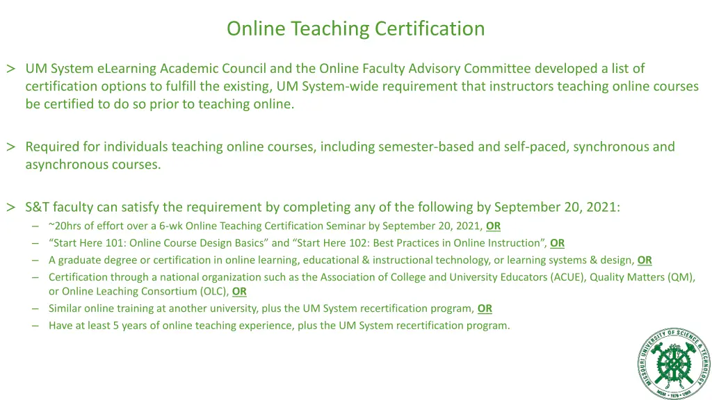 online teaching certification