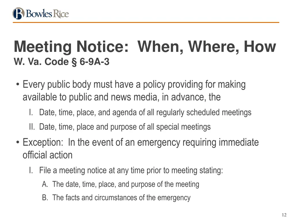 meeting notice when where how w va code 6 9a 3