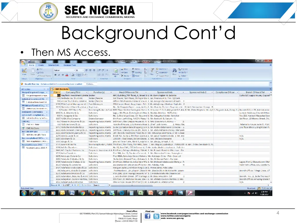background cont d then ms access