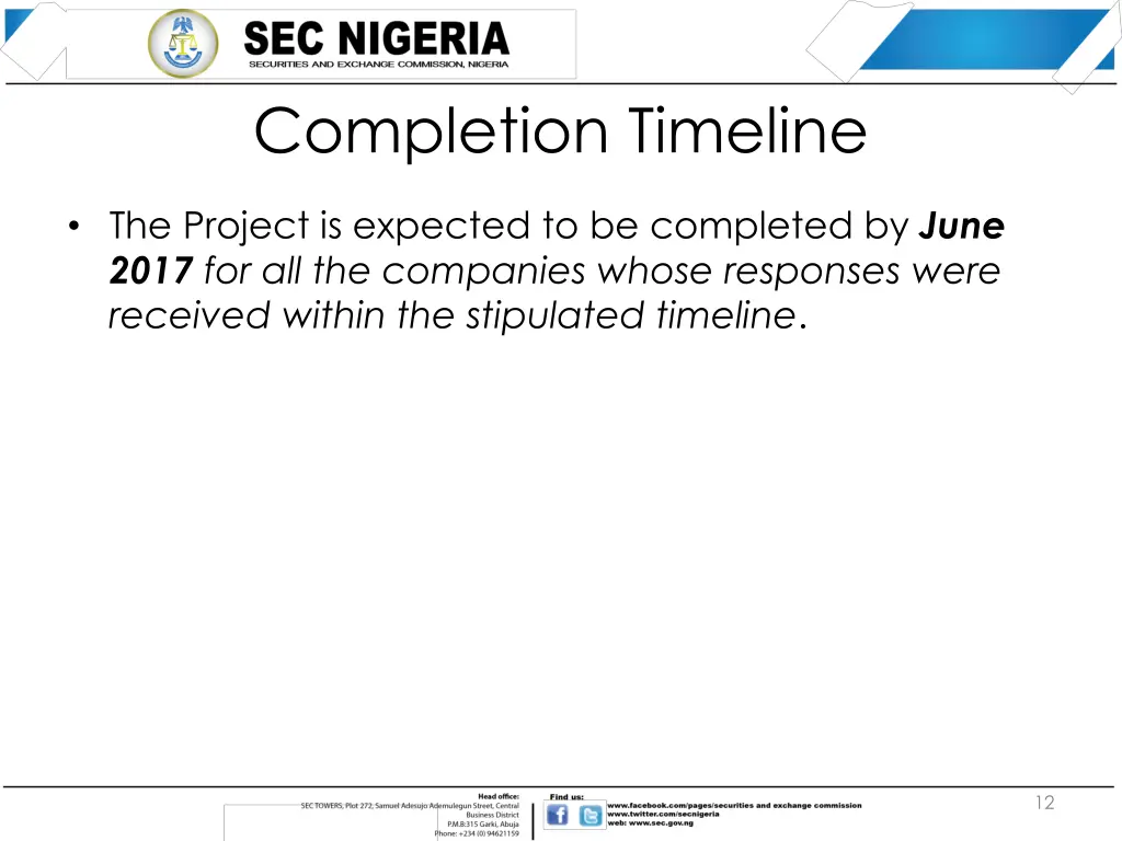 completion timeline