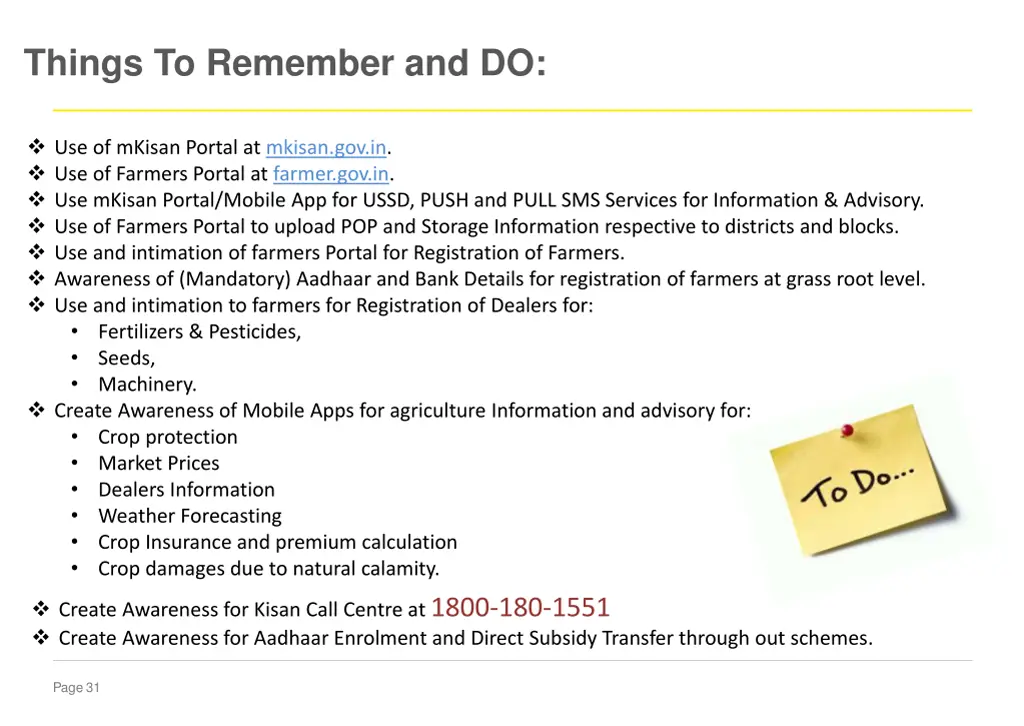 things to remember and do