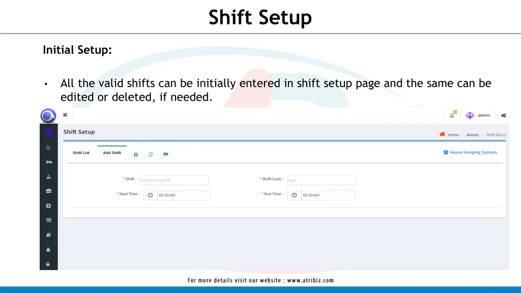 shift setup