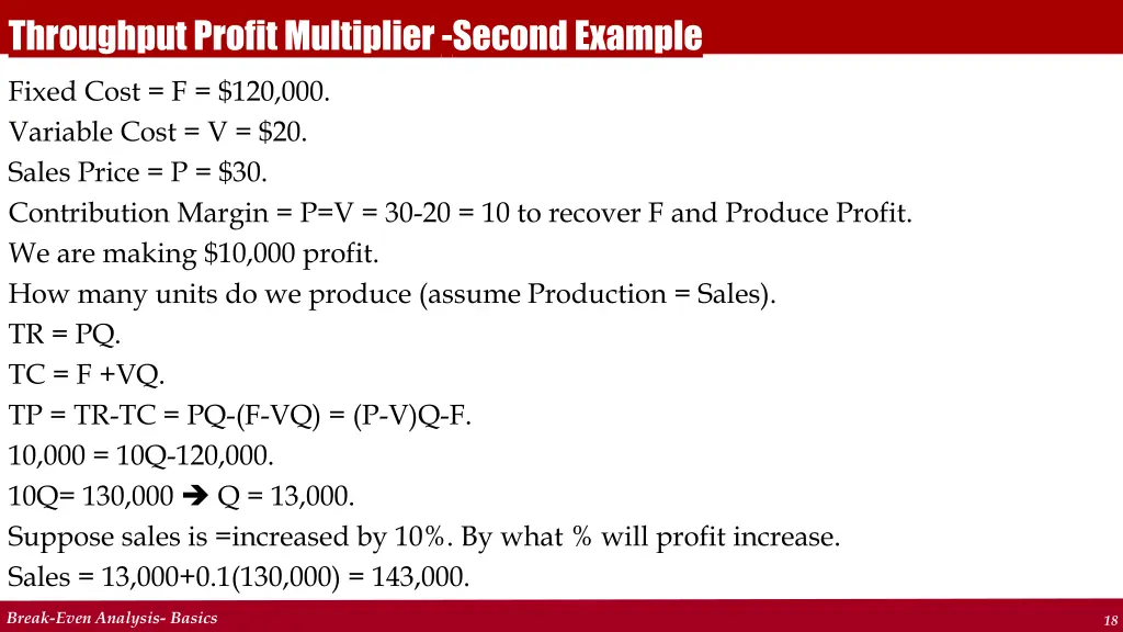 throughput profit multiplier second example