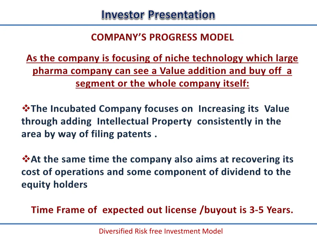 diversified risk free investment model 2