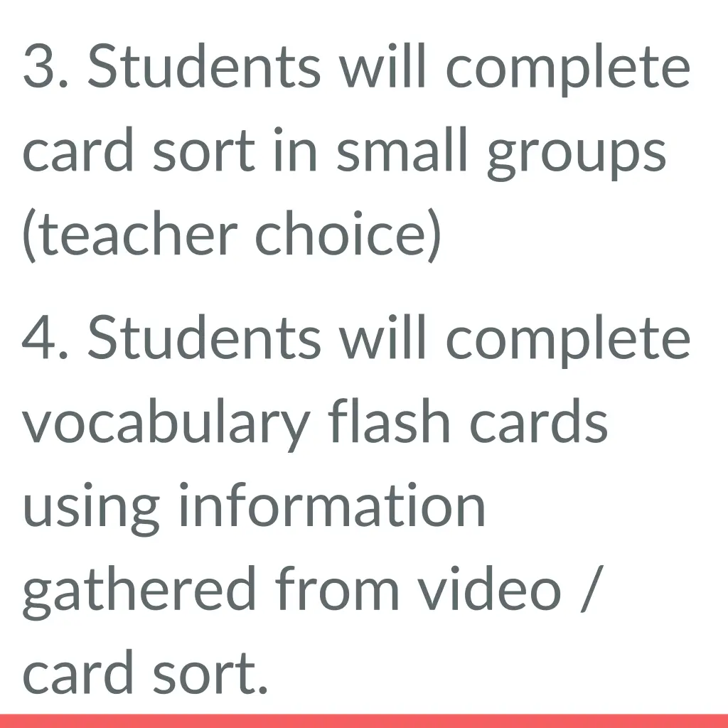 3 students will complete card sort in small