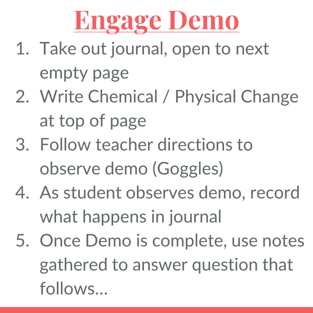 engage demo 1 take out journal open to next empty