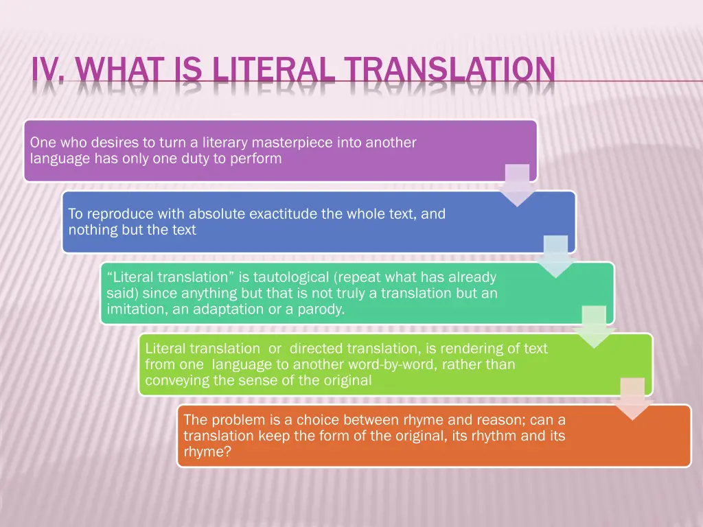 iv what is literal translation