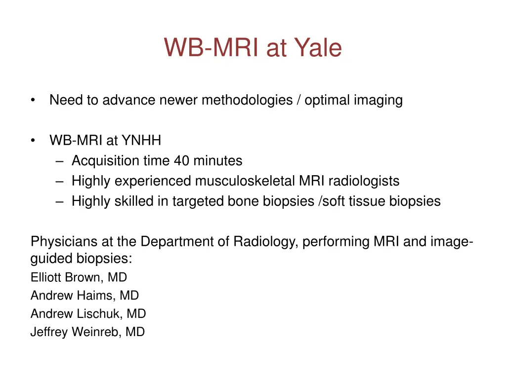 wb mri at yale