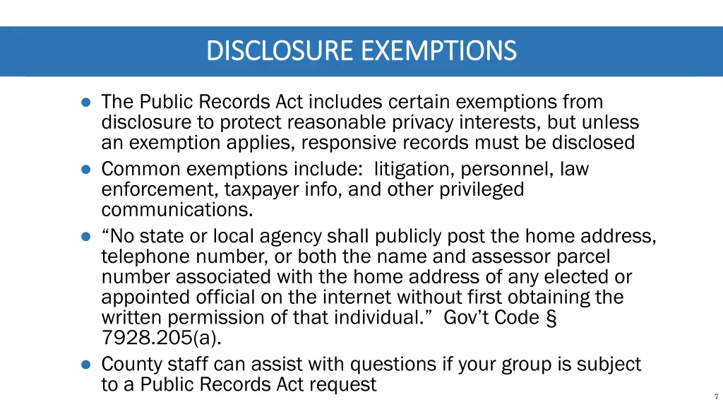 disclosure exemptions disclosure exemptions