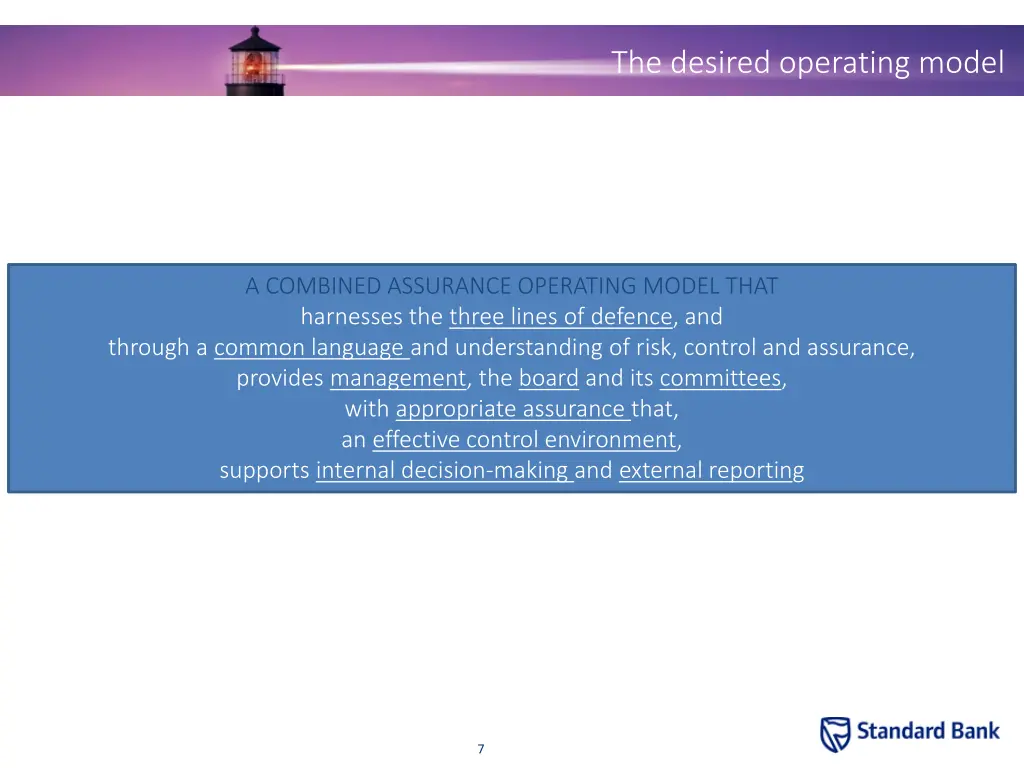 the desired operating model