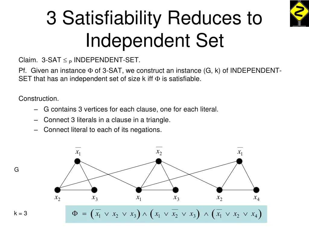 3 satisfiability reduces to independent set