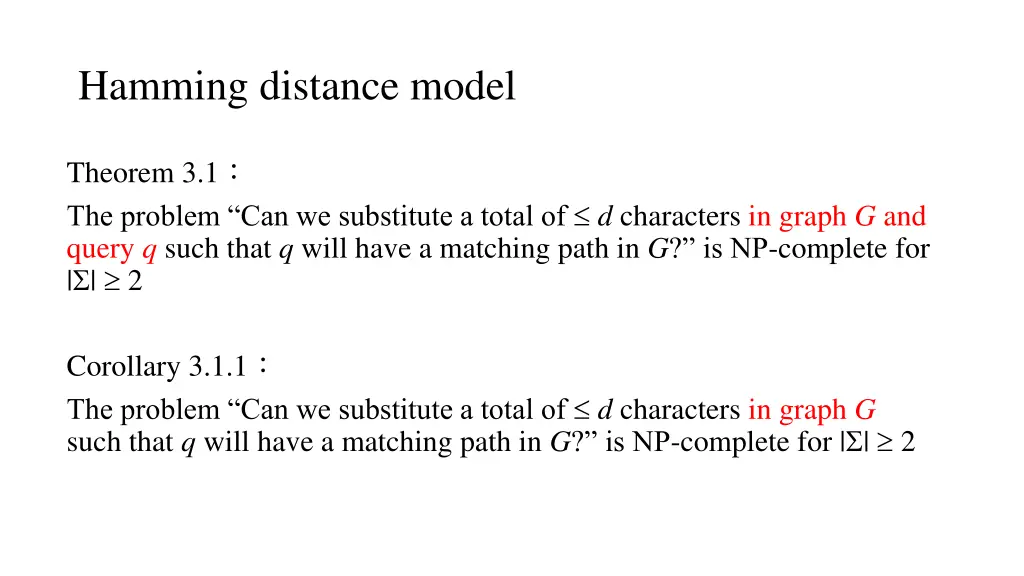 hamming distance model