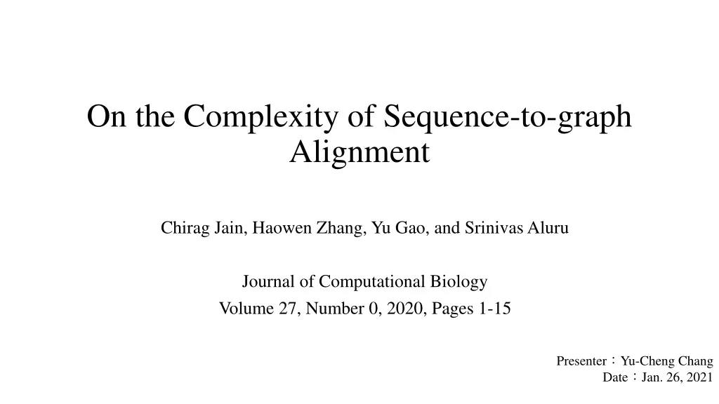 on the complexity of sequence to graph alignment