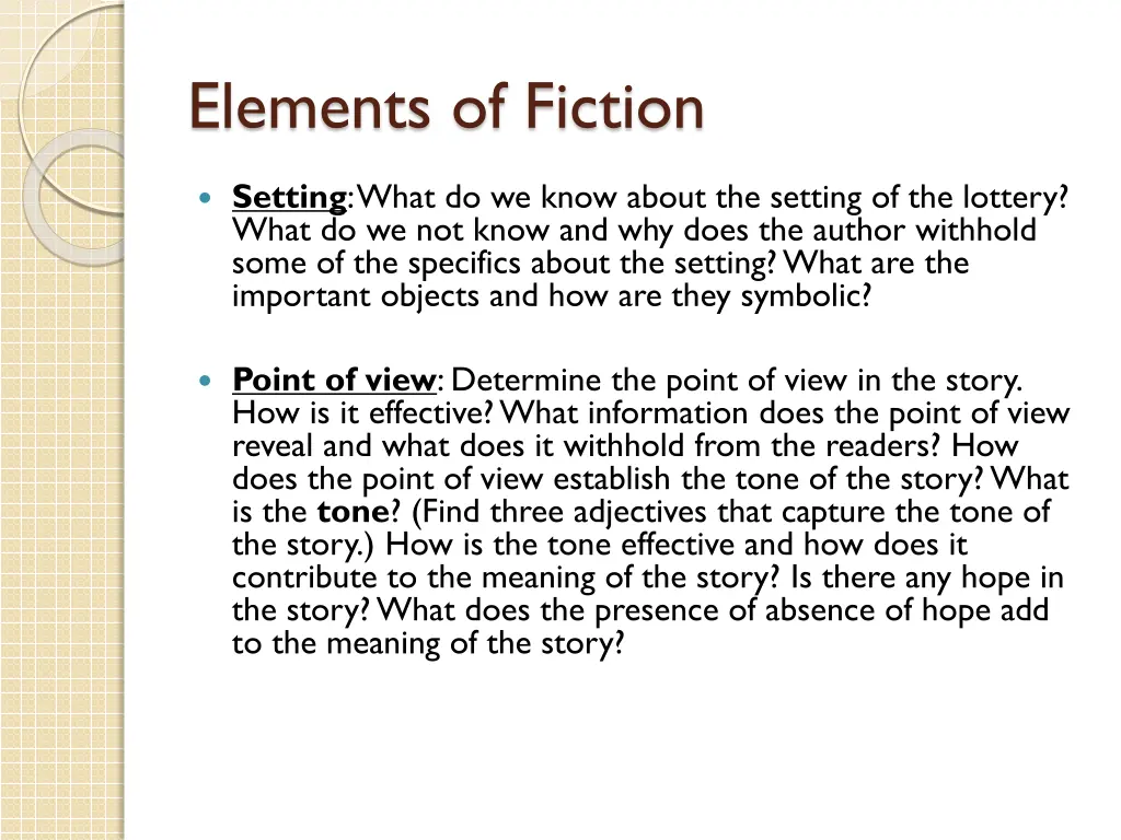 elements of fiction 1