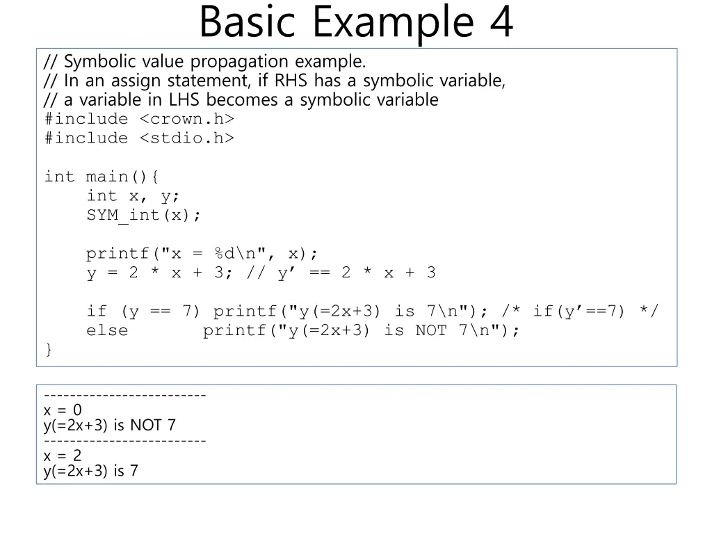 basic example 4 symbolic value propagation