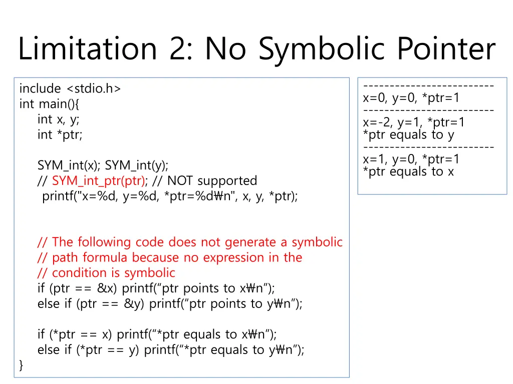 limitation 2 no symbolic pointer