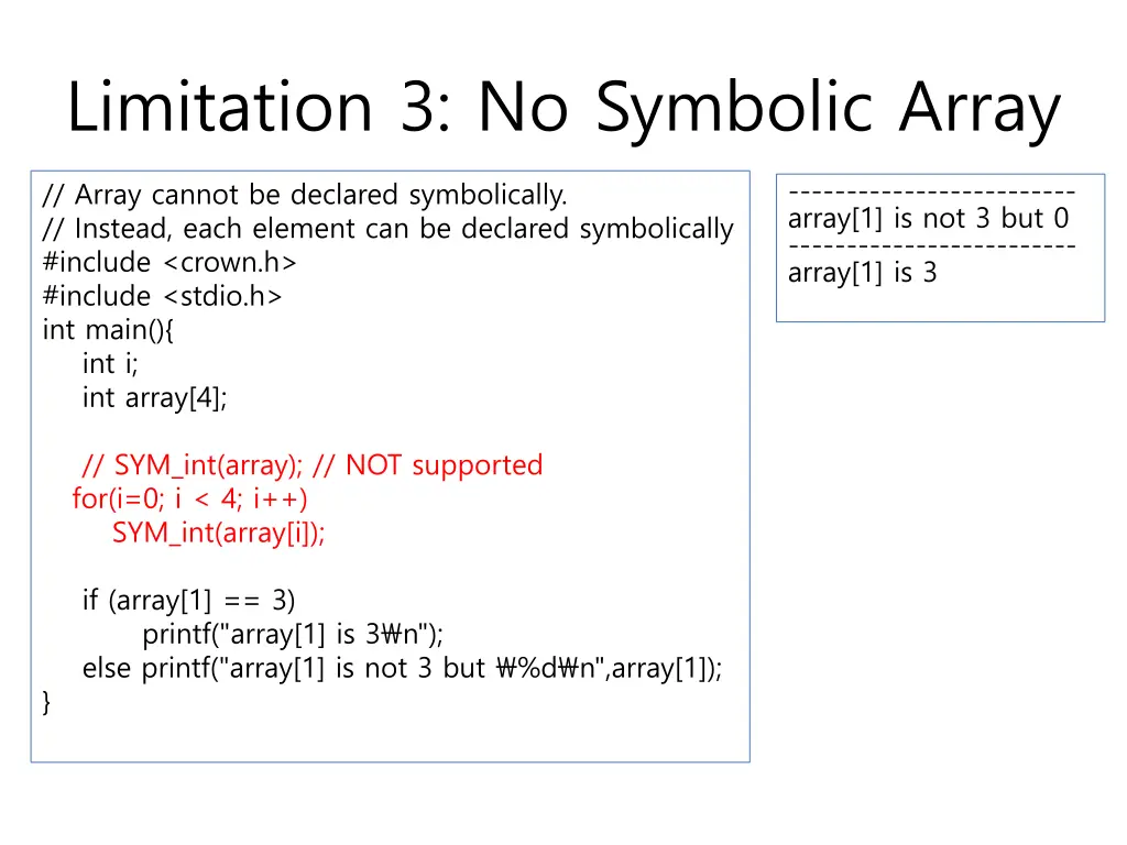 limitation 3 no symbolic array