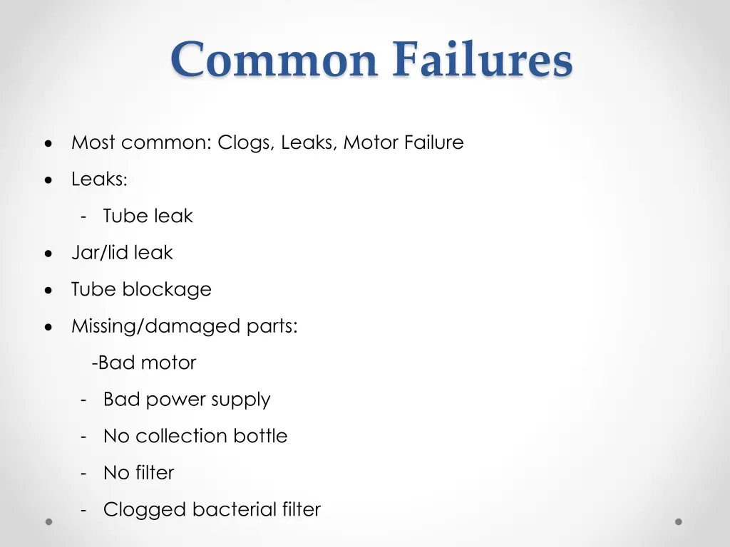 common failures