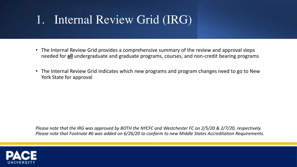 1 internal review grid irg
