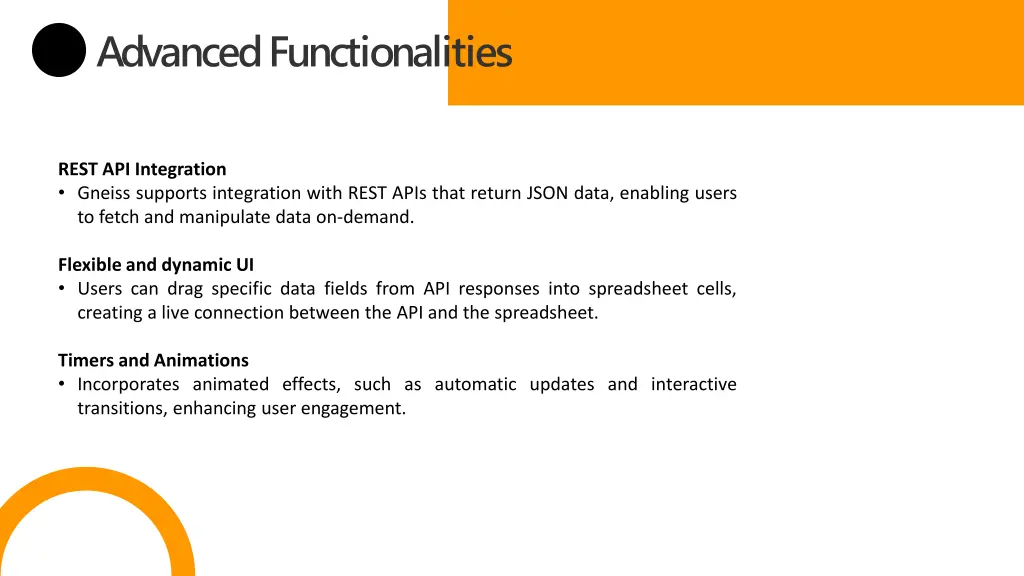advanced functionalities