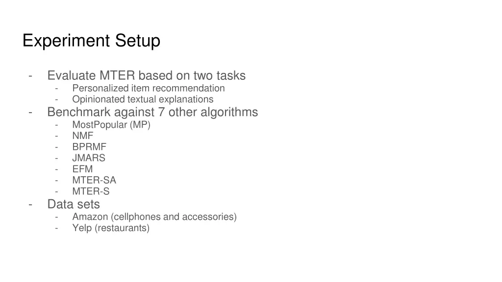experiment setup
