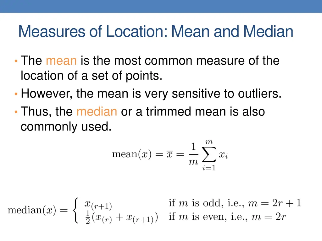 measures of location mean and median