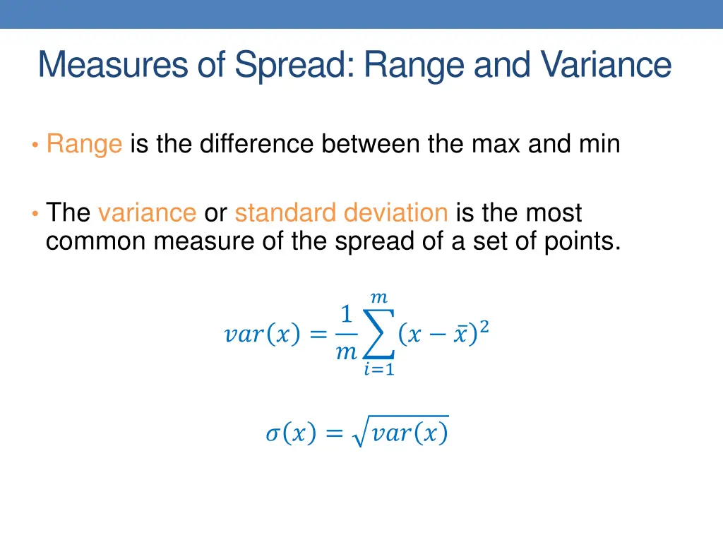 measures of spread range and variance