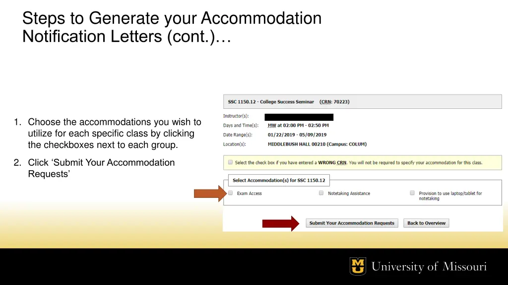 steps to generate your accommodation notification 1