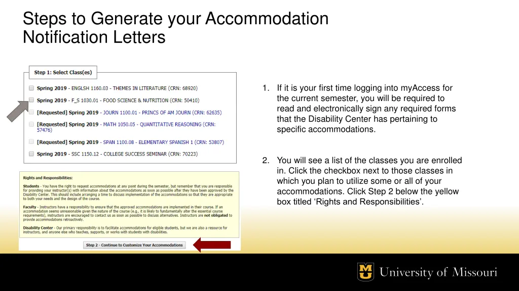 steps to generate your accommodation notification