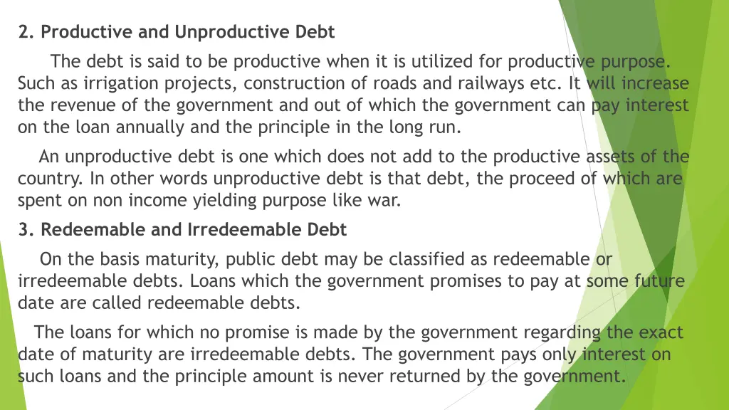 2 productive and unproductive debt the debt