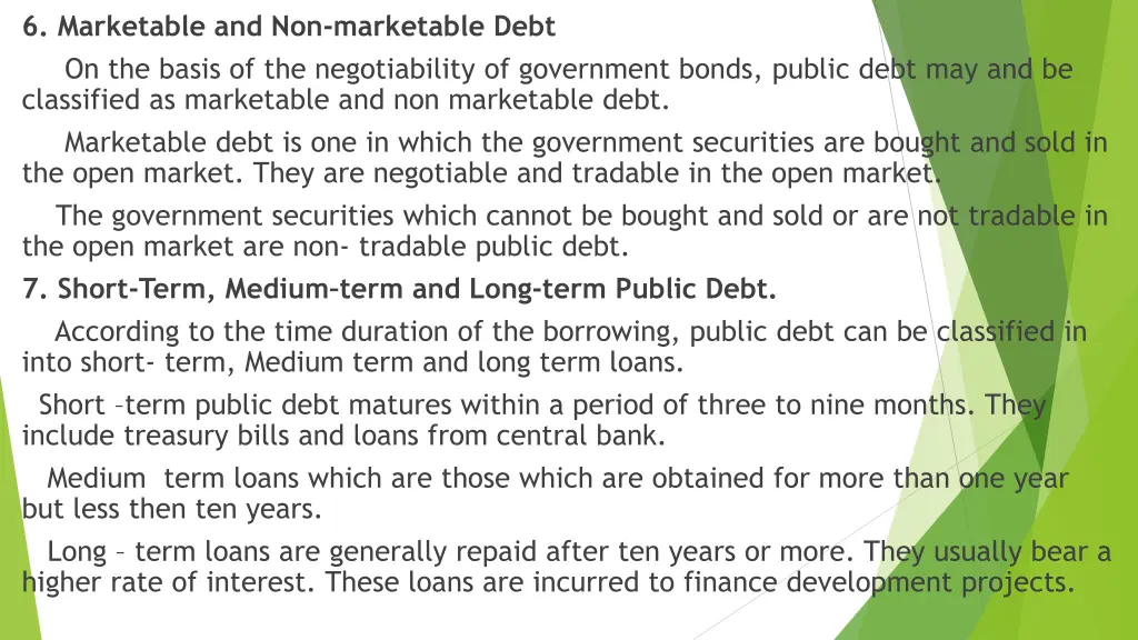 6 marketable and non marketable debt on the basis