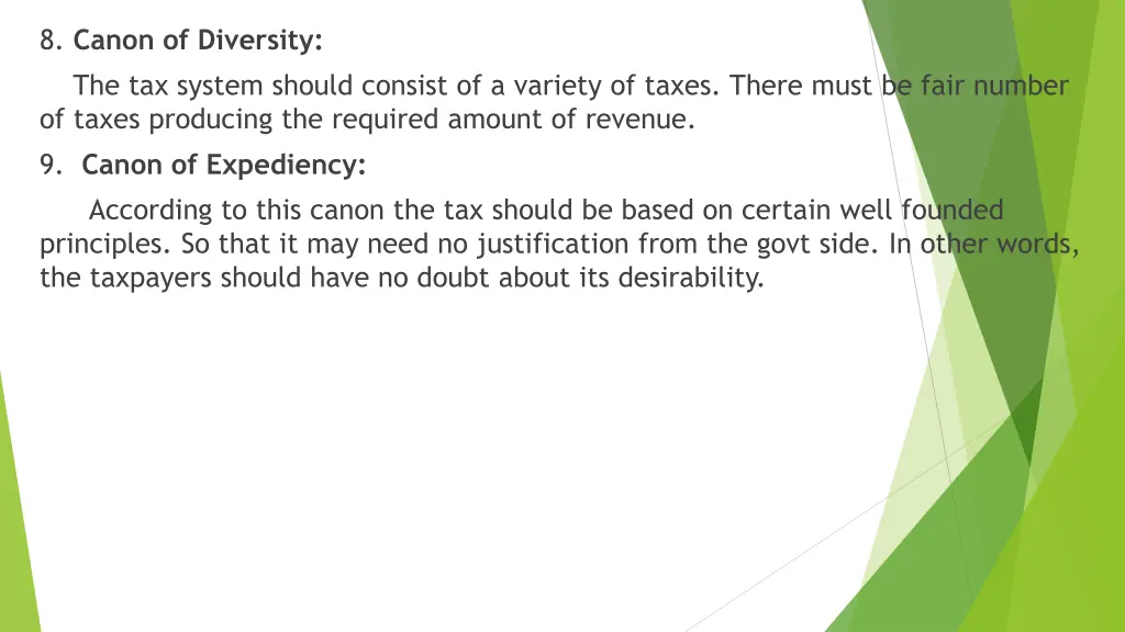 8 canon of diversity the tax system should