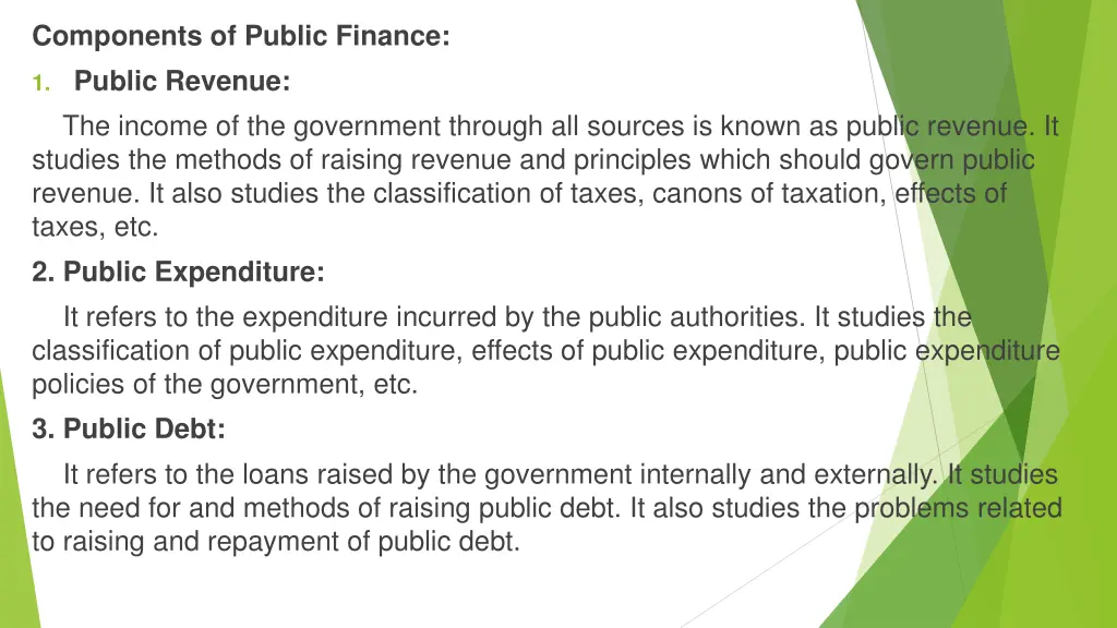 components of public finance