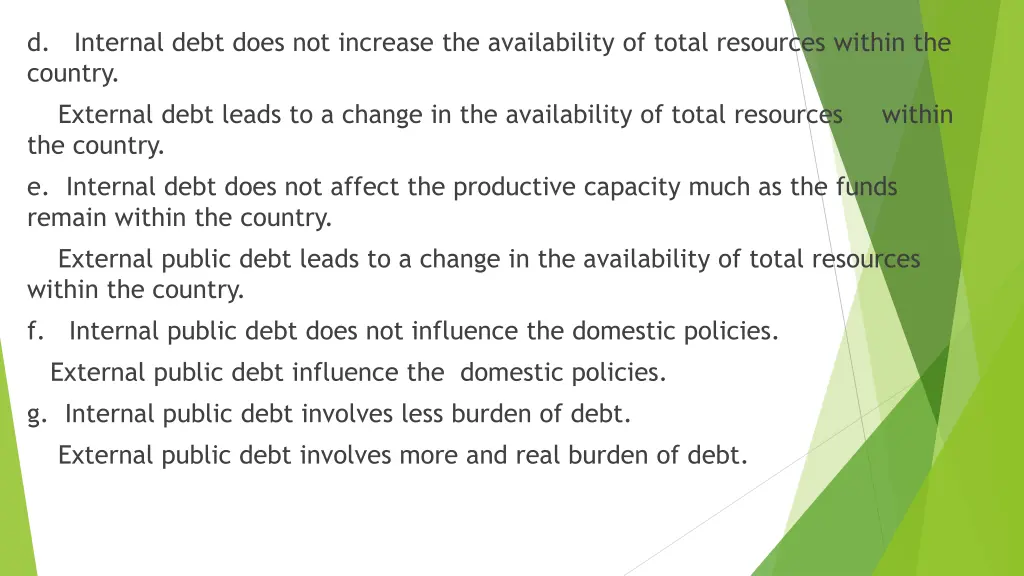 d internal debt does not increase