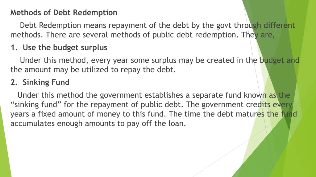methods of debt redemption debt redemption means