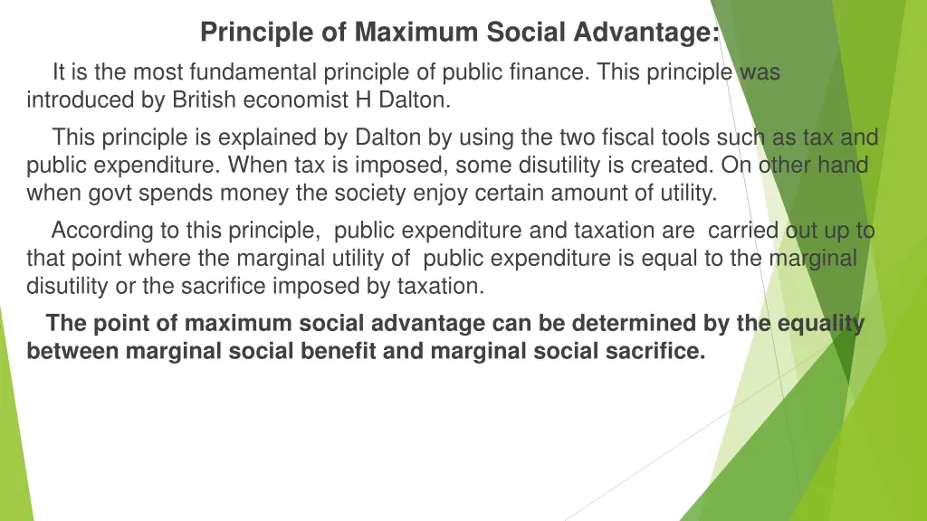 principle of maximum social advantage