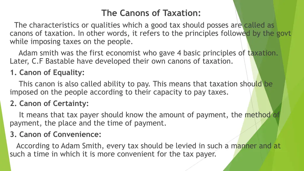 the canons of taxation
