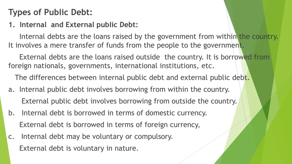 types of public debt 1 internal and external