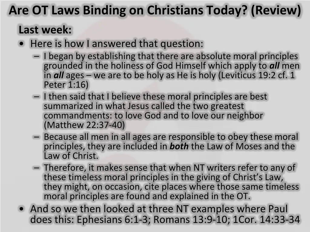 are ot laws binding on christians today review 1