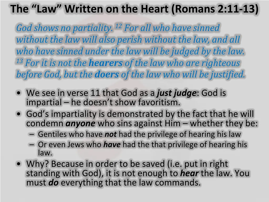 the law written on the heart romans 2 11 13