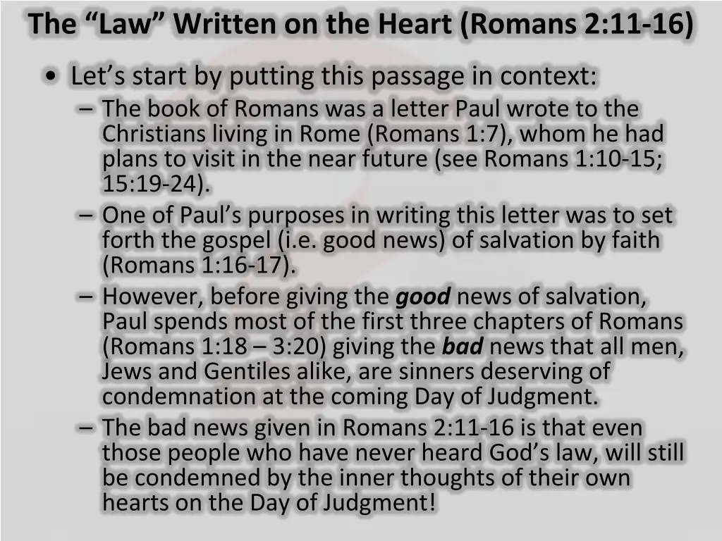 the law written on the heart romans 2 11 16 1