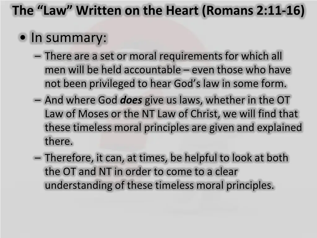 the law written on the heart romans 2 11 16 2