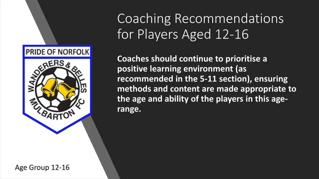 coaching recommendations for players aged 12 16