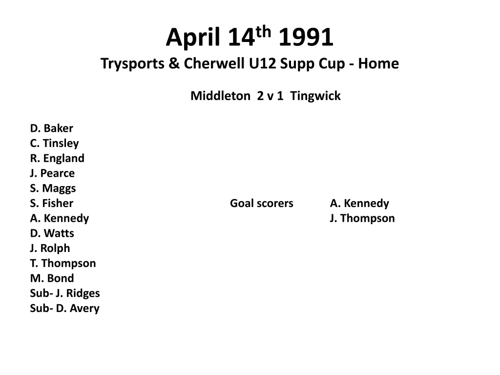 april 14 th 1991 trysports cherwell u12 supp