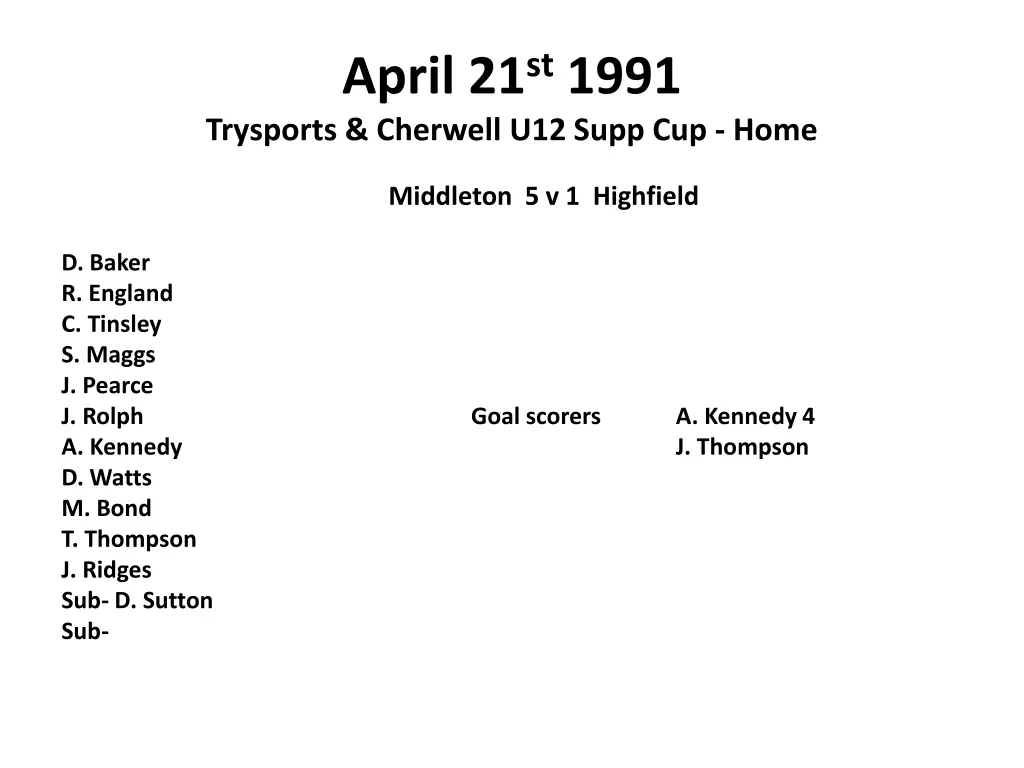 april 21 st 1991 trysports cherwell u12 supp